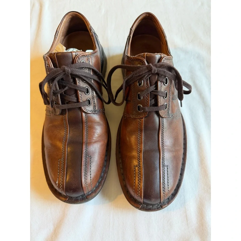 Clarks Mens Brown Leather Bicycle Toe Oxford Lace Up Shoes 70852 Size 10M